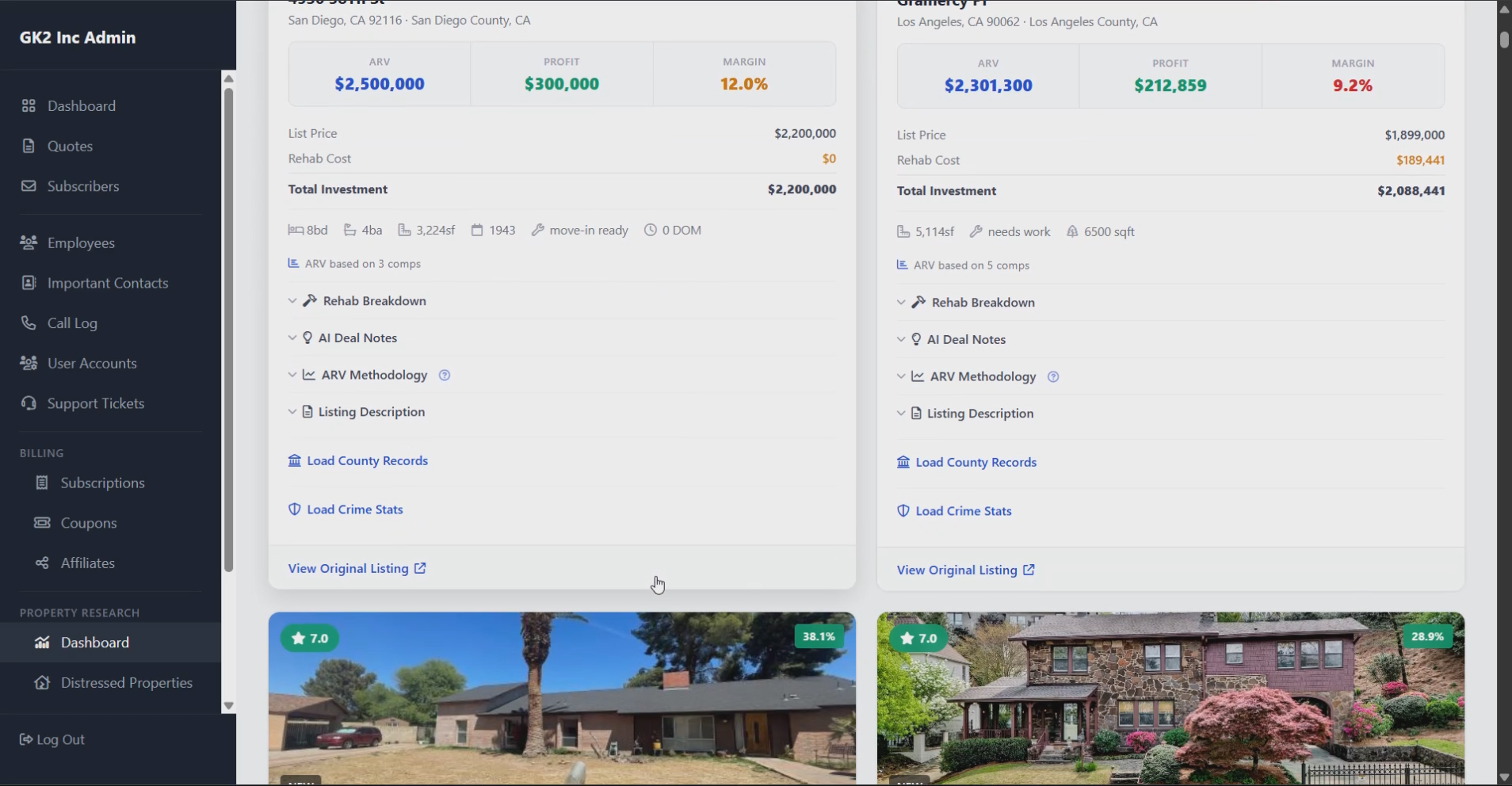 On-market research view from the GK2 Inc demo