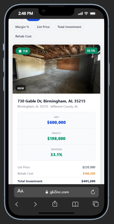 Mobile property list